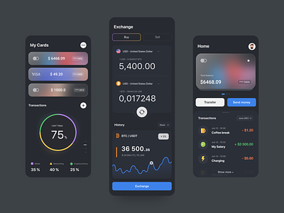 Mobile Banking App banking banking app creditcard crypto wallet cryptocurrency exchange finance finance app financial fintech investment mobile app mobile apps mobile bank mobile ui money transaction wallet