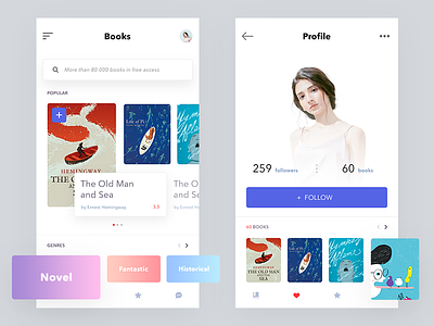 books online concept book concept flat intarface ios mobile read reading ui ux white