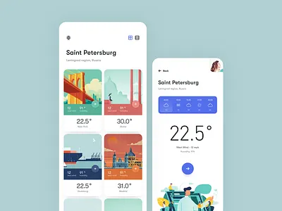 Weather_app card clean illustraiton ios mobile profile ui ux weather