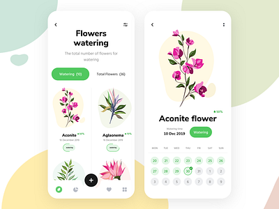 Flowers Watering 🌸 calendar card dashboad design flower hyper lab hyper lab illustraion list note ui ux