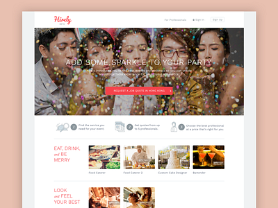 Marketplace for party services website