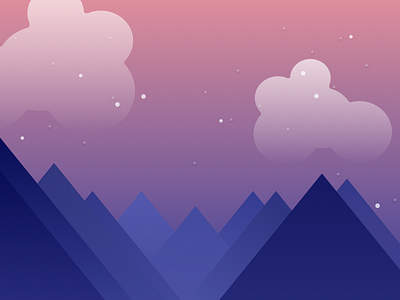 Mountains, Clouds and Stars Illustration for iOS app clouds fade gradient heavenly mountains nature opacity peaceful purple sketch spiritual stars