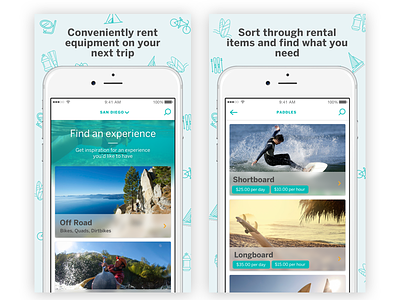 Screenshots for On-Demand App app store blur destination fade feed green icons marketplace on-demand summer travel vacations