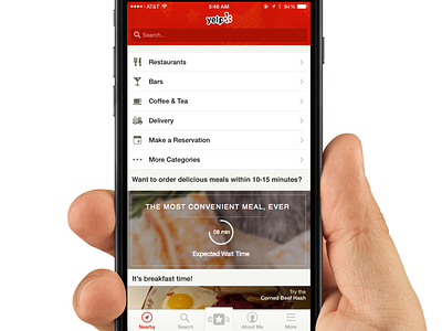Concept - On-Demand Food Feature In Yelp case study concept feature food food tech interview ios on-demand restaurant wireframes yelp