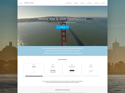 Reflect Apps Website agency app development baby blue desktop developer front-end golden gate bridge responsive san francisco scroll web design website
