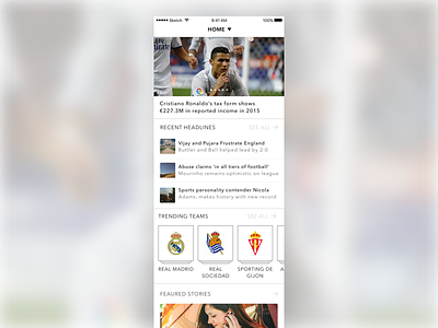 Quick Mock for News App cr7 flat football news ronaldo soccer sports