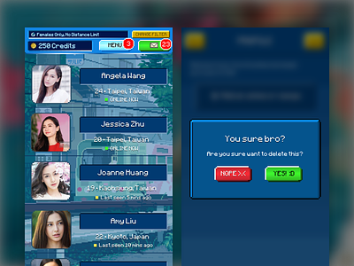 Concept for Gamified Dating App asia asian dating games pixel pixel art pixelated