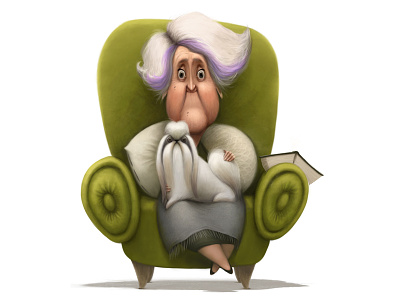 Granny armchair character design dog grandmother granny