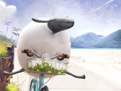 I want to ride my bicycle character design illustration sheep summer