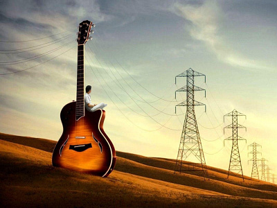 Sitting on an electricity pole guitar graphic design photoshop typography