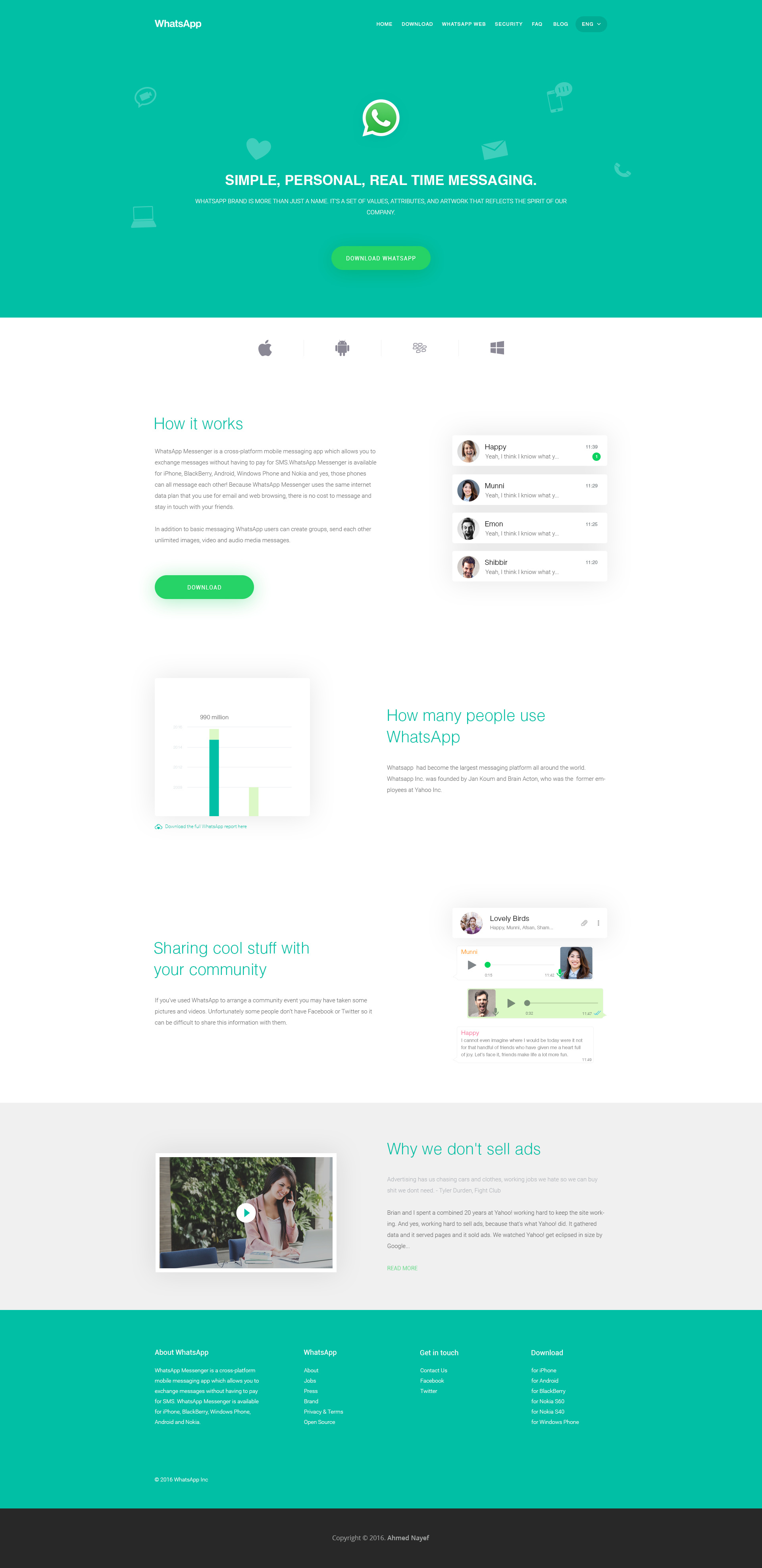 Dribbble - whatsapp_app_landing_page.jpg by Tufayel Ahmed Nayef