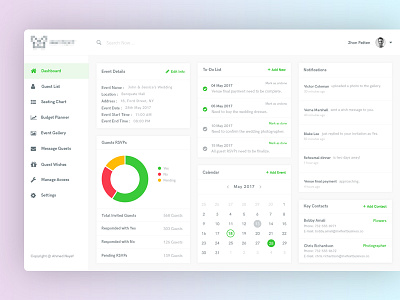 Dashboard : Event Manager branding charts clean dashboard design graph illustration layout minimal ui ux webapp