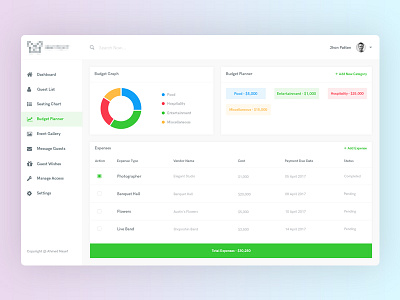 Dashboard : Event Manager charts clean dashboard design event manager graph illustration landing page minimal ui ux white