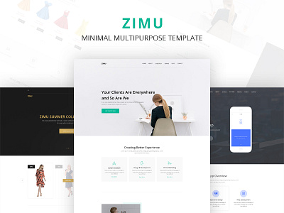 ZIMU MEGA PACK agency app ecommerce landing page multipurpose new product responsive template ui8 ux web web template