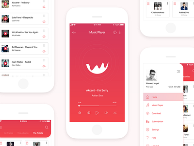 Flames Music App : iOS UI Kit adobe xd app color creative design interaction ios music app playlist radio ui kit ux