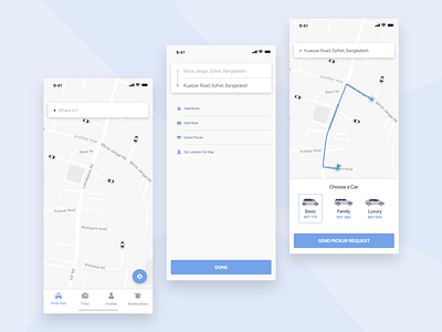 Taxi App UI Concept app ios android oreo car vehicle driver clean typography google map material minimal iphone x concept mobile app ui kit new ui trend team pathao taxi ride popular trending dashboard taxi ride sharing trip travel finance uber google map