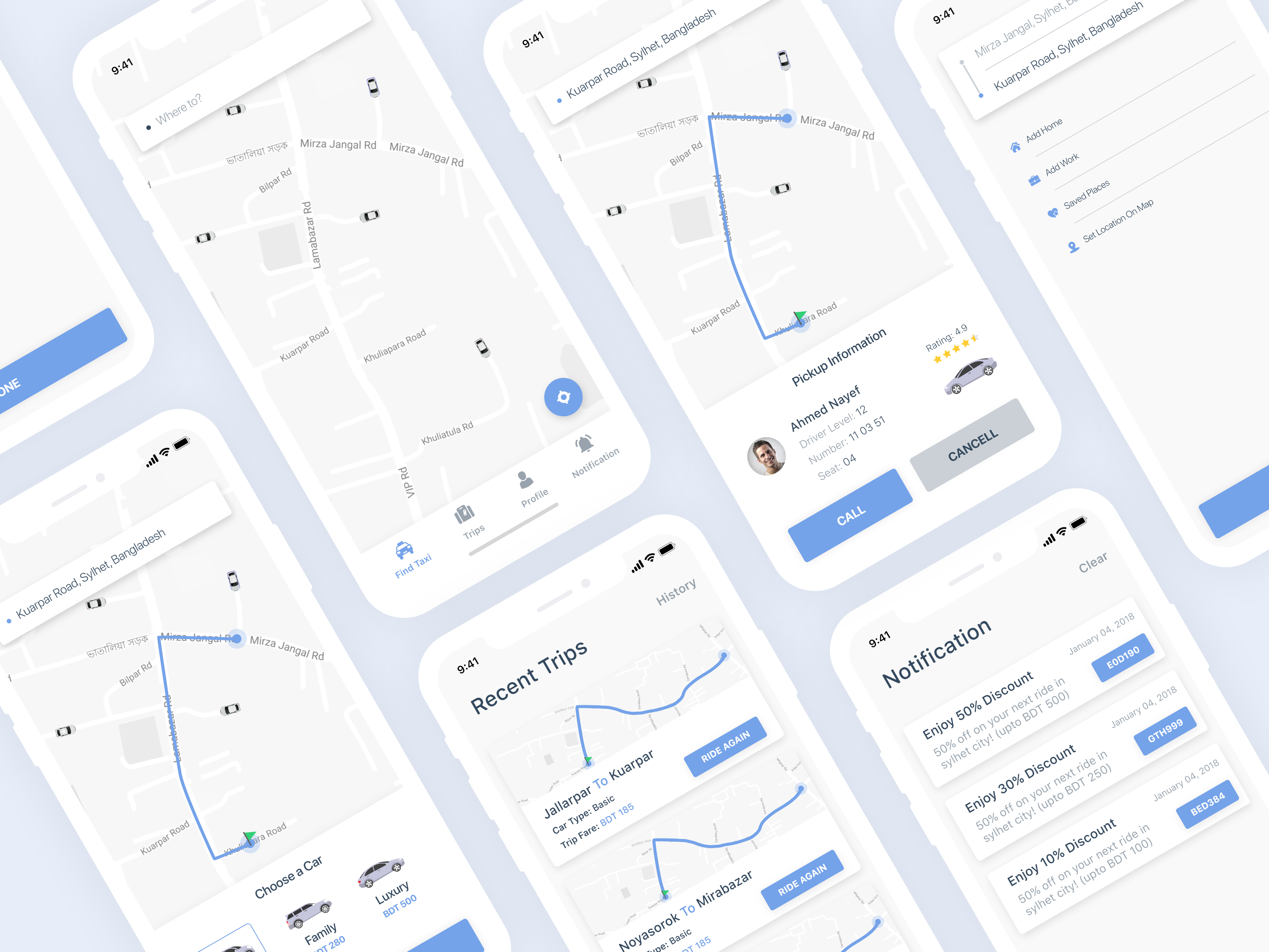 Taxi App UI Concept by Tufayel Ahmed Nayef on Dribbble