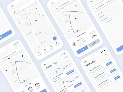 Taxi App UI Concept app workflow blockchain shape exploration brand identity designer clean white interface prototype searchflow management traditional art services user experience user interface ux ui workflow website mobile app design