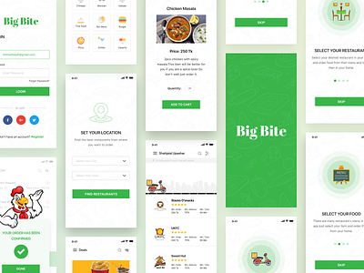 Big Bite iOS UI Kit app coin crypto currency delivery designer features food green illustration order shadow