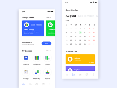 Education App Exploration android material card class blog iphone x s r course online ecommerce design agency school education app ui ux kit calendar icon learning list clean minimal color trendy new trend google popular typography ios product branding landing schedule event todo