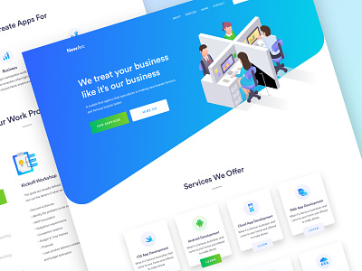 NewArc Home Page agency clean homepage app business startup contact flat team digital marketing advantis illustration design landing page layout minimal website page pattern colors people icons character product services web app trend modern 2018 typography ui ux web app template