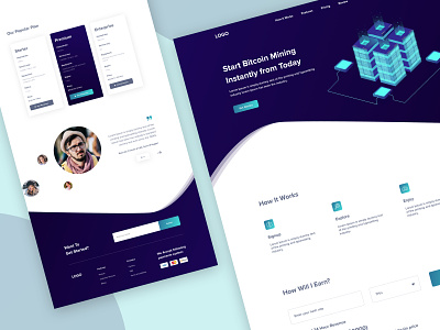 Homepage - Bitcoin Mining Website app ios android bitcoin blockchain ethereum bitcoin services coins clean typography event cryptocoin currency ico homepage concept trend isometric illustration truck mining site crypto popular product illustration user experience vector user interface design website landing page template