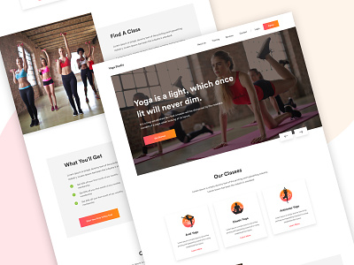 Yoga Studio Landing Page agency corporate business android ios app colors graphic vector creative minimal modern gym fitness workout illustration landing page meditation sports trainer trendy design 2019 ui ux typography user interface homepage web design template yoga case study