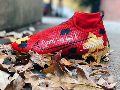 Dear Dad, Love Autumn 49ers autumn cleats custom sneakers football hand painted leaves paint