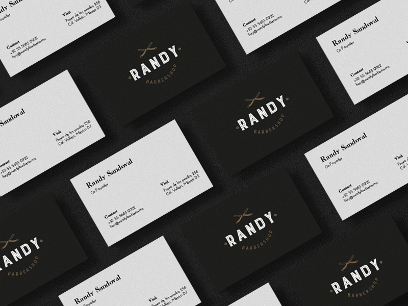 Business Cards Randy Barber By Anibal Pharrell Dribbble Business Cards Randy Barber Elegant Barberia Gold Black Logo