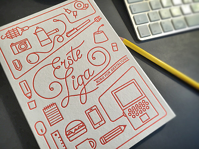 erste liga notebook illustration lettering letterpress