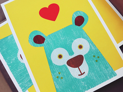 Bear illustration screenprint