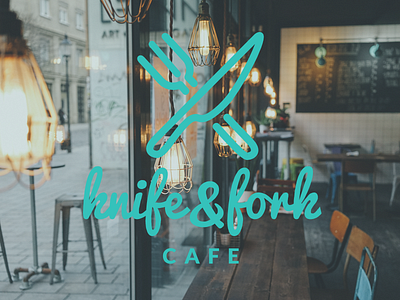 Knife & Fork branding cafe knife and fork logo