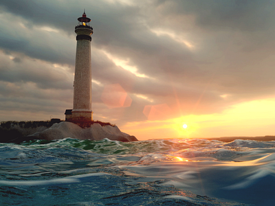 Lighthouse 3d 3d art 3d artist cinema4d composition lighthouse redshift3d render rendering water