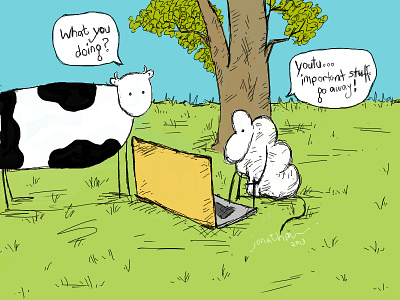 Important Stuff cow cow and sheep drawing illustration sheep wacom
