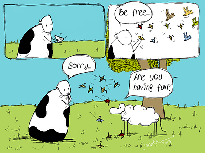 Paper Cranes cow cow and sheep sheep wacom webcomic