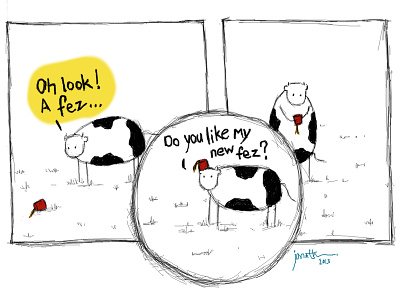 Fez bamboo cow and sheep illustration wacom webcomic