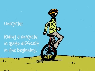 Unicycle drawing illustration unicycle