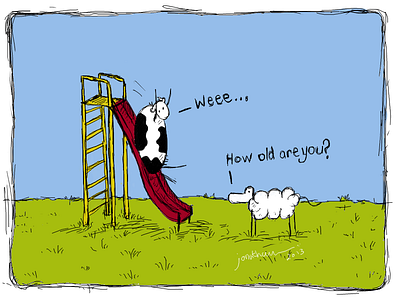 How old are you? comic cow cow and sheep drawing illustration sheep slide wacom