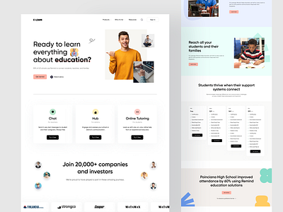 E-learn landing page design for you graphic design landing page design learning design uiux