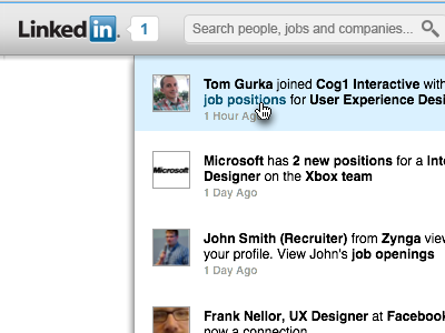 Linkedin - Update Navigation Bar & Notifications