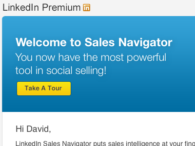 LinkedIn - Welcome Email (Sales Navigator) email linkedin