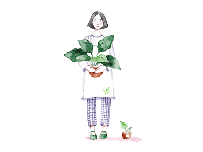 Plants & Friends art character drawing flower friend girl knyshksenya painting plant watercolor