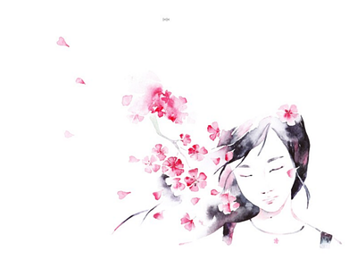 SAKURA art book color drawing flower girl illustration japan knyshksenya painting sakura