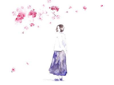 SAKURA art character design drawing editor flowers girl illustration sakura white