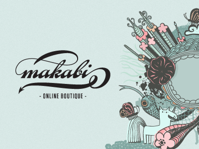 Makabi / Logodesign boutique branding design devil fanscript green light logo makabi online pink shop type