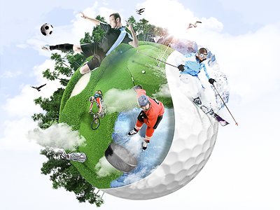 Postprocesing blue golf grass green hockey manipulation photo retouche sky soccer sport world