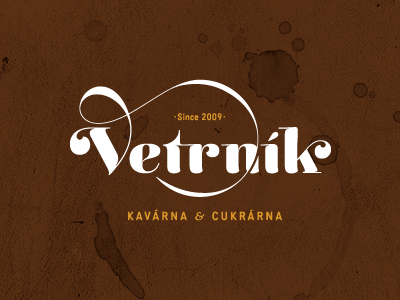Vetrník - Cafe & Cakes brown cafe cakes design desserts handmade logo orange script since vetrnik