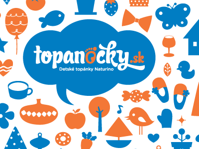 Topanocky.sk - logodesign blue brand design ecommerce foot fun kids logo orange shop wear