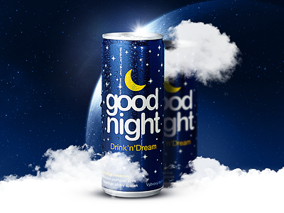 Good Night drink 'n' Dream blue dream drink good light moon night postprocess space webdesign yellow