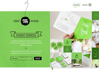 pompom – launchpage black green handmade invitations launch page paper pompom stories story webdesign wedding